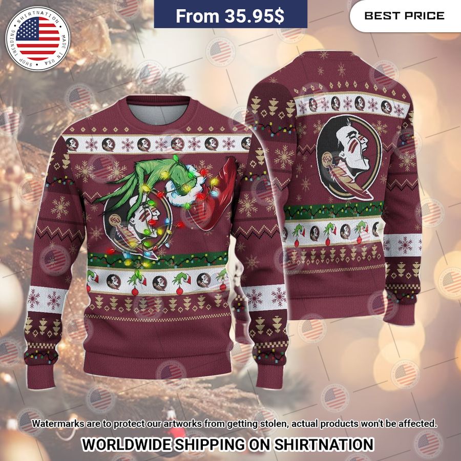 Florida State Seminoles Grinch Christmas Sweater Nice Pic