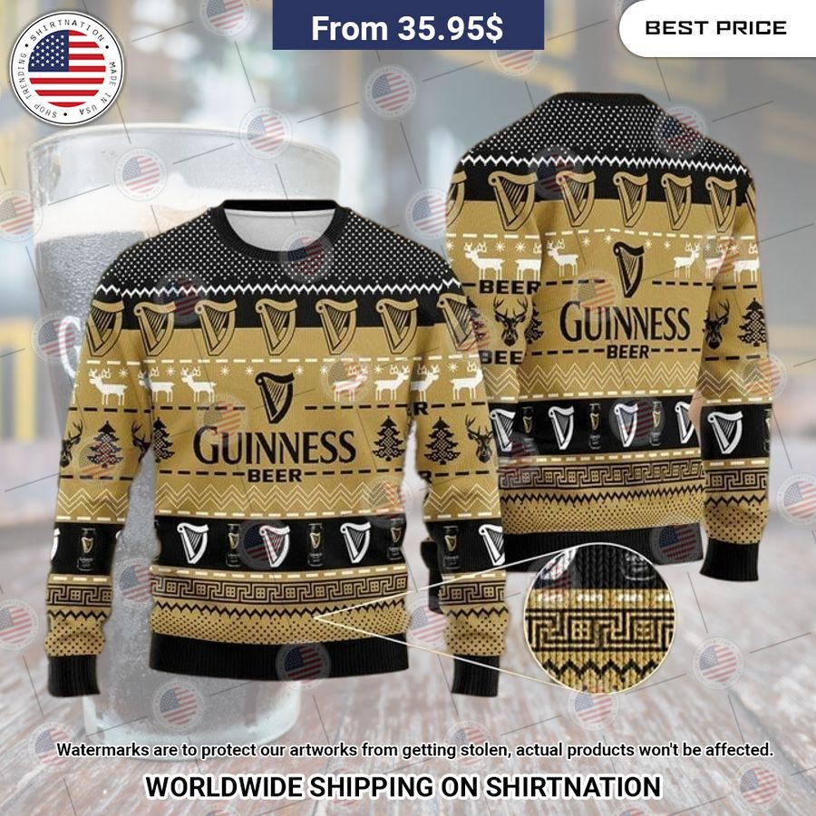 Guinness Beer Christmas Sweater Hundred million dollar smile bro