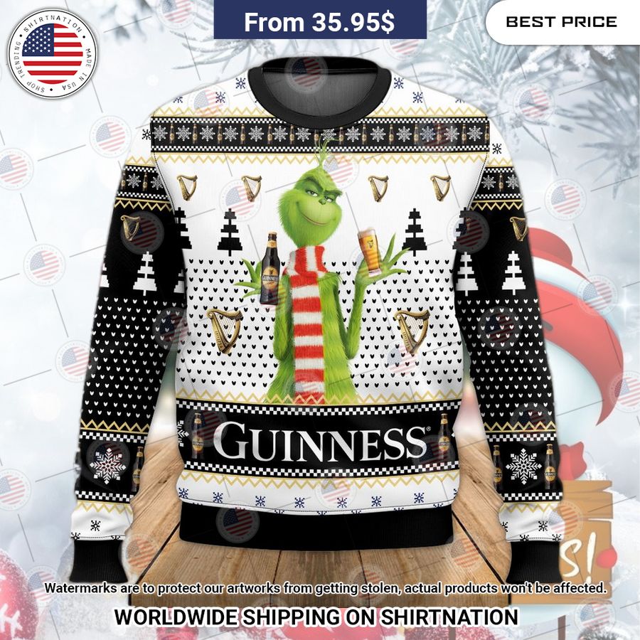 Guinness Beer Grinch Christmas Sweater You look handsome bro