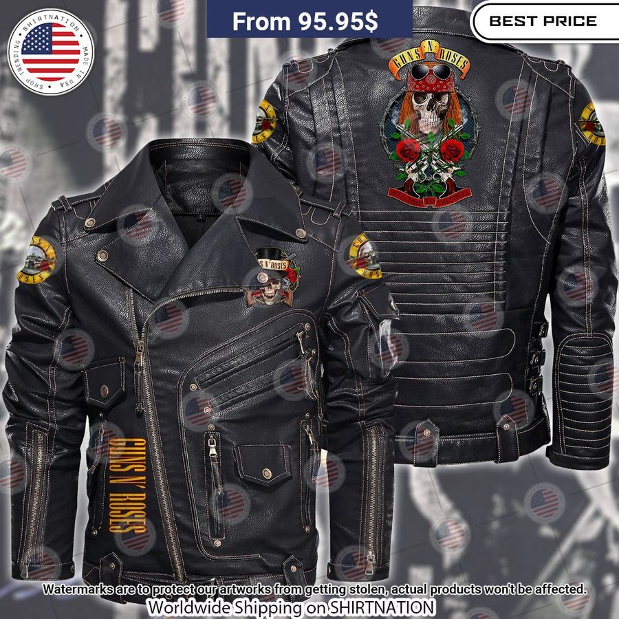 Guns N Rose Skull Solid Zipper Street Leather Jacket You look cheerful dear