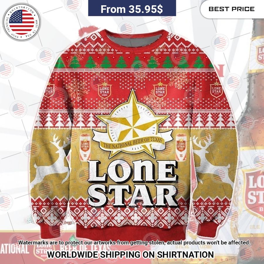 Lone Star Beer Christmas Sweater Two little brothers rocking together