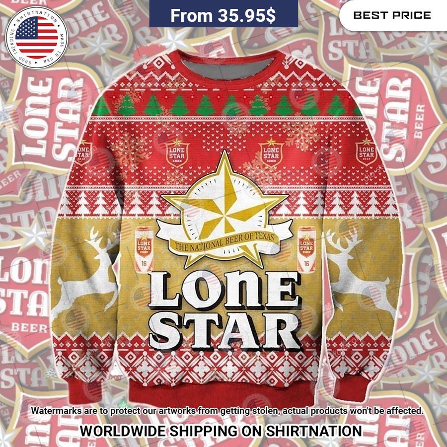 Lone Star Beer Christmas Sweater Oh my God you have put on so much!