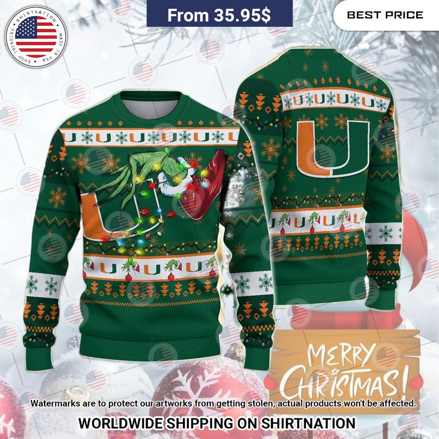 Miami Hurricanes Grinch Christmas Sweater Good click