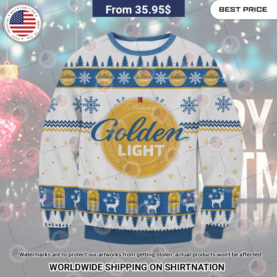 Michelob Golden Light Christmas Sweater Nice shot bro