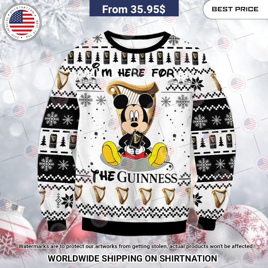 Mickey Mouse I'm Here For Guinness Sweater Nice shot bro