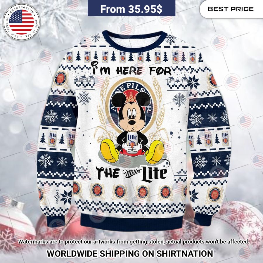 Mickey Mouse I'm Here For Miller Lite Sweater Best click of yours