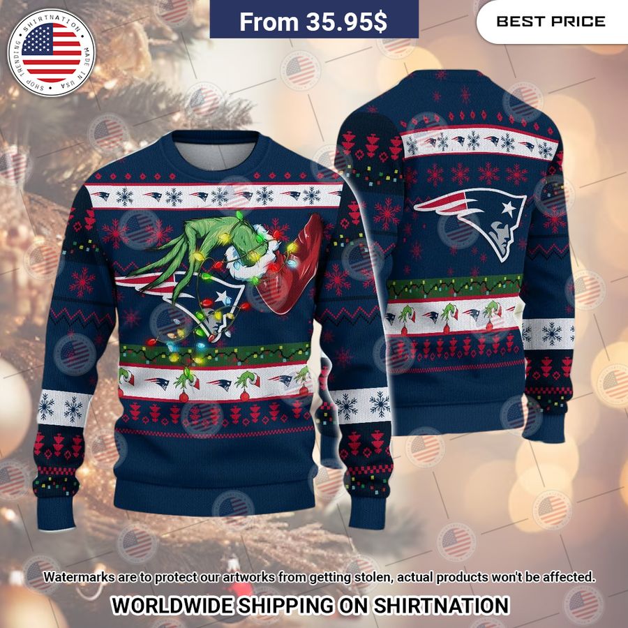 New England Patriots Grinch Christmas Sweater Our hard working soul