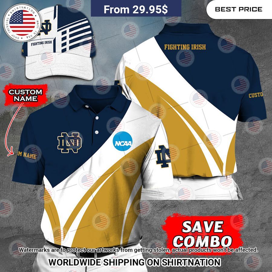 Notre Dame Fighting Irish Custom Polo Shirt Cutting dash