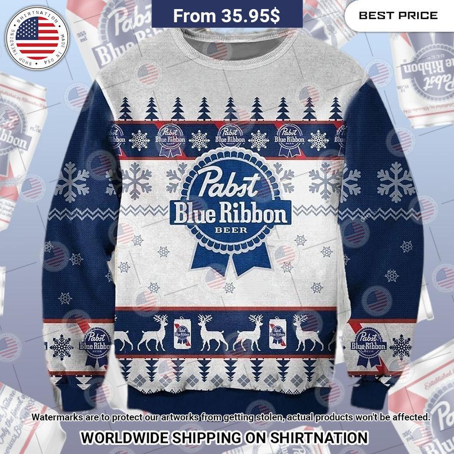 Pabst Blue Ribbon Beer Sweater I love how vibrant colors are in the picture.