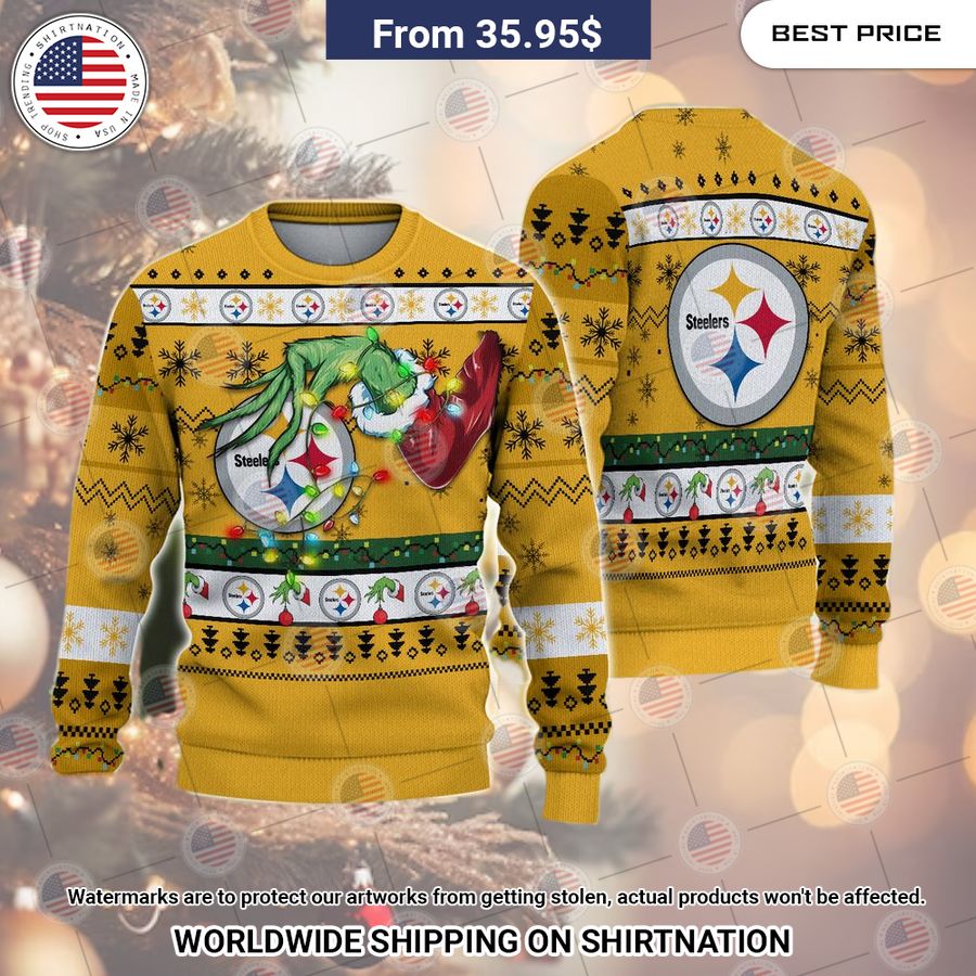 Pittsburgh Steelers Grinch Christmas Sweater Speechless