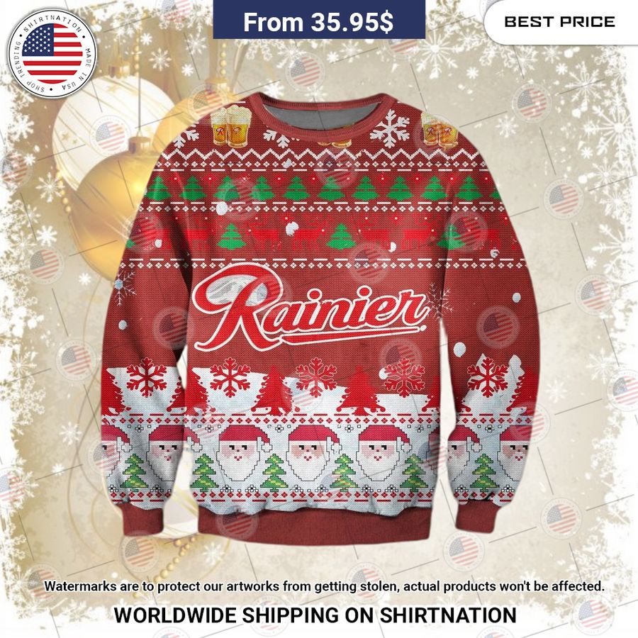 Rainier Beer Christmas Sweater You look so healthy and fit