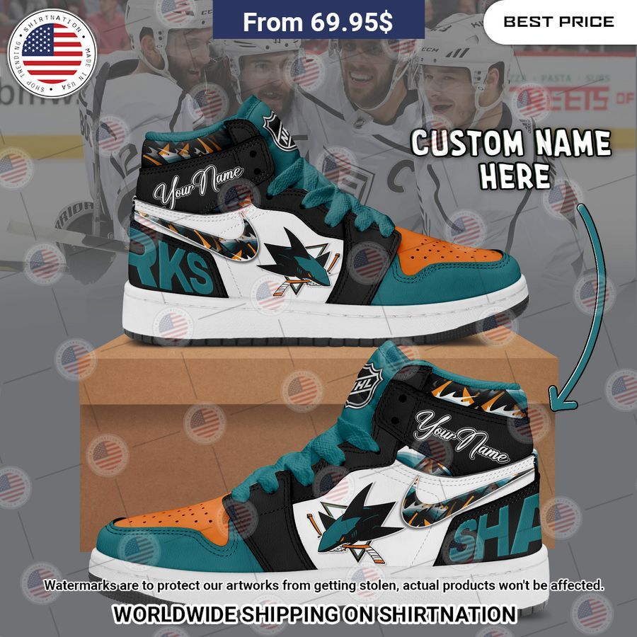 San Jose Sharks Custom Nike Air Jordan High Top Shoes My friend and partner