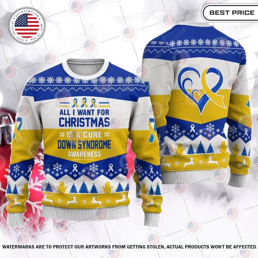 all i want for christmas is a cure down syndrome awareness sweater 3