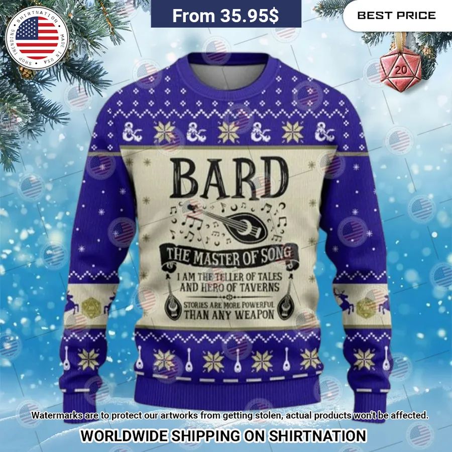 Bard Dungeons & Dragons Christmas Sweater Damn good