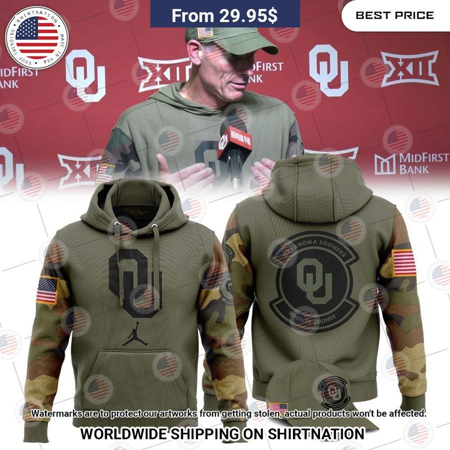 Brent Venables Oklahoma Sooners Camo Veteran Hoodie Awesome Pic guys