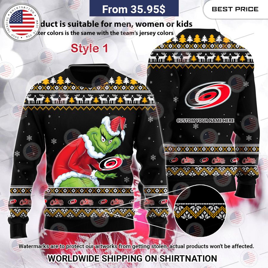 Carolina Hurricanes Grinch Sweater Stand easy bro