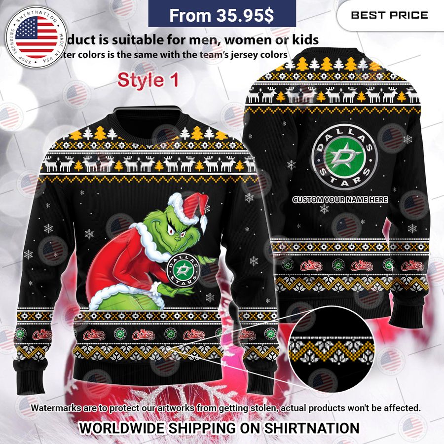 Dallas Stars Grinch Sweater Coolosm