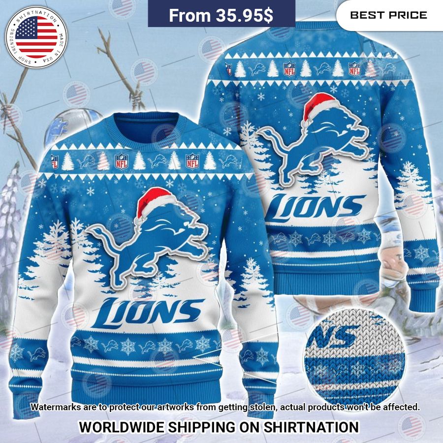 Detroit Lions Christmas Hat Sweater Cool look bro