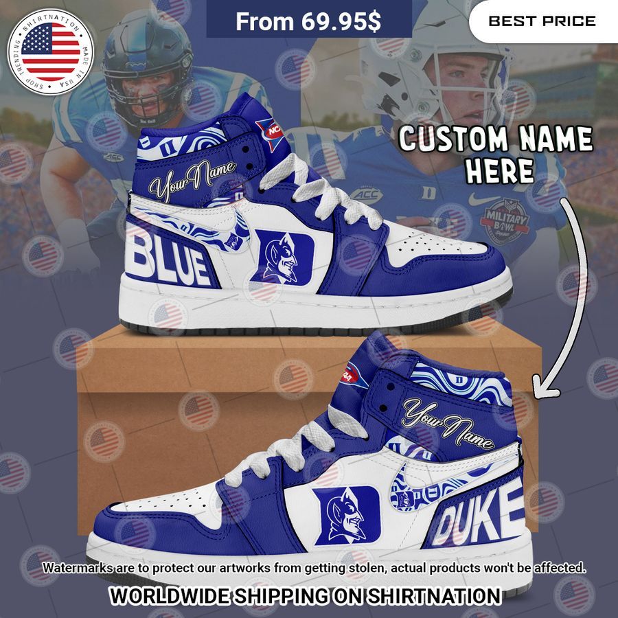 Duke Blue Devils Custom Air Jordan 1 Radiant and glowing Pic dear