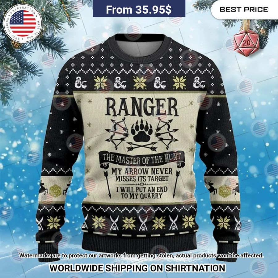 Dungeons n Dragons Ranger Christmas Sweater Eye soothing picture dear