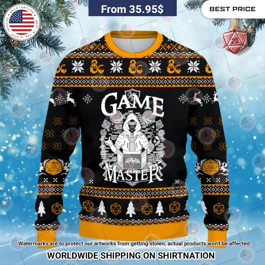 Game Master Dungeons & Dragons Christmas Sweater Lovely smile