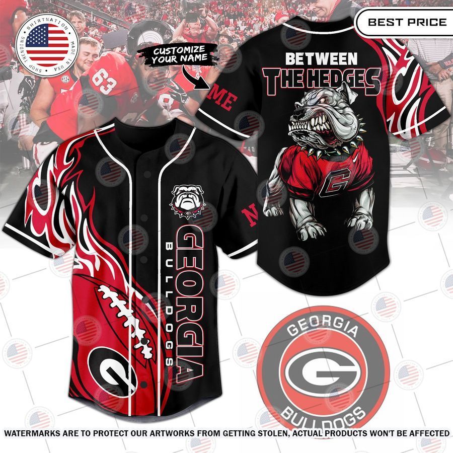 georgia bulldogs between the hedges custom baseball jersey 1