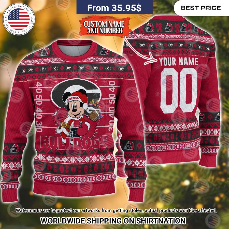 Georgia Bulldogs Mickey Mouse Christmas Sweater Cutting dash