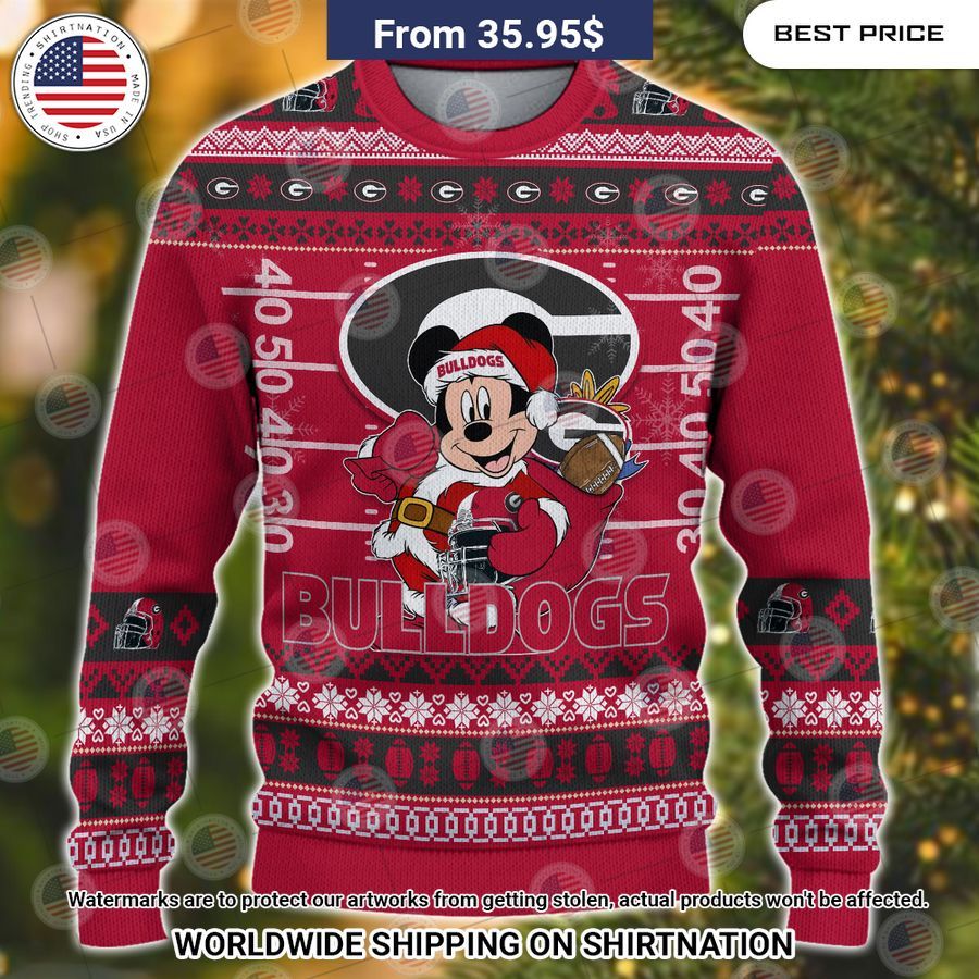 Georgia Bulldogs Mickey Mouse Christmas Sweater Elegant and sober Pic