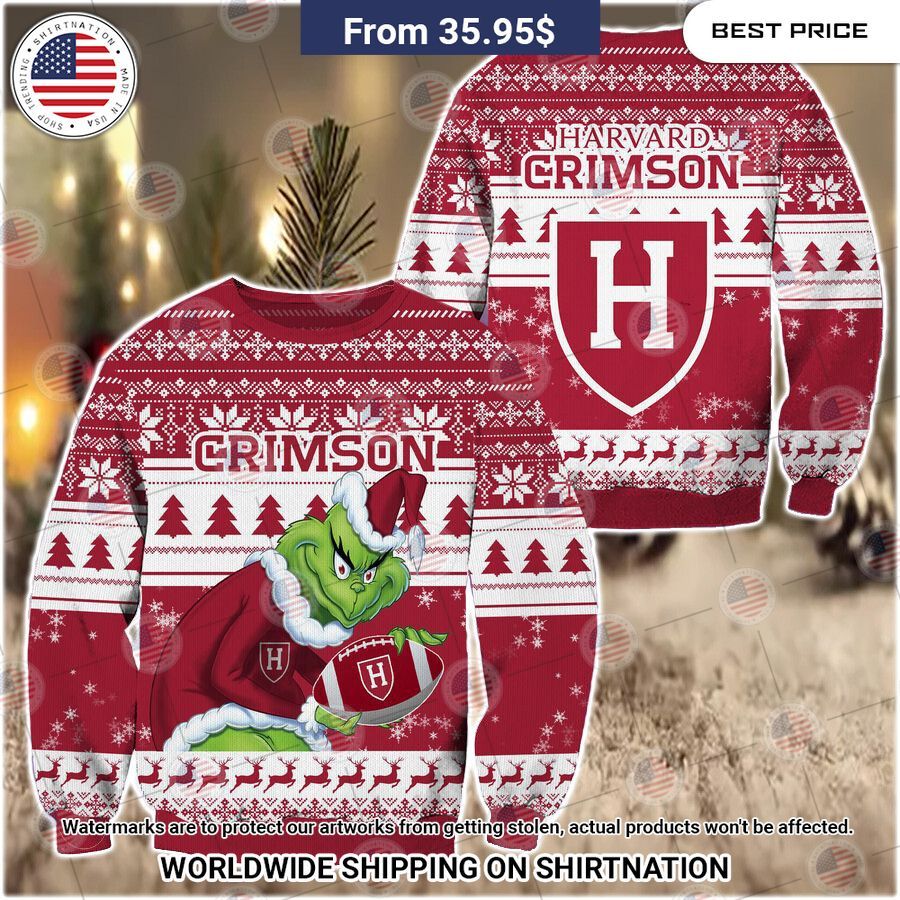 HOT Grinch Harvard Crimson Christmas Sweater You look elegant man