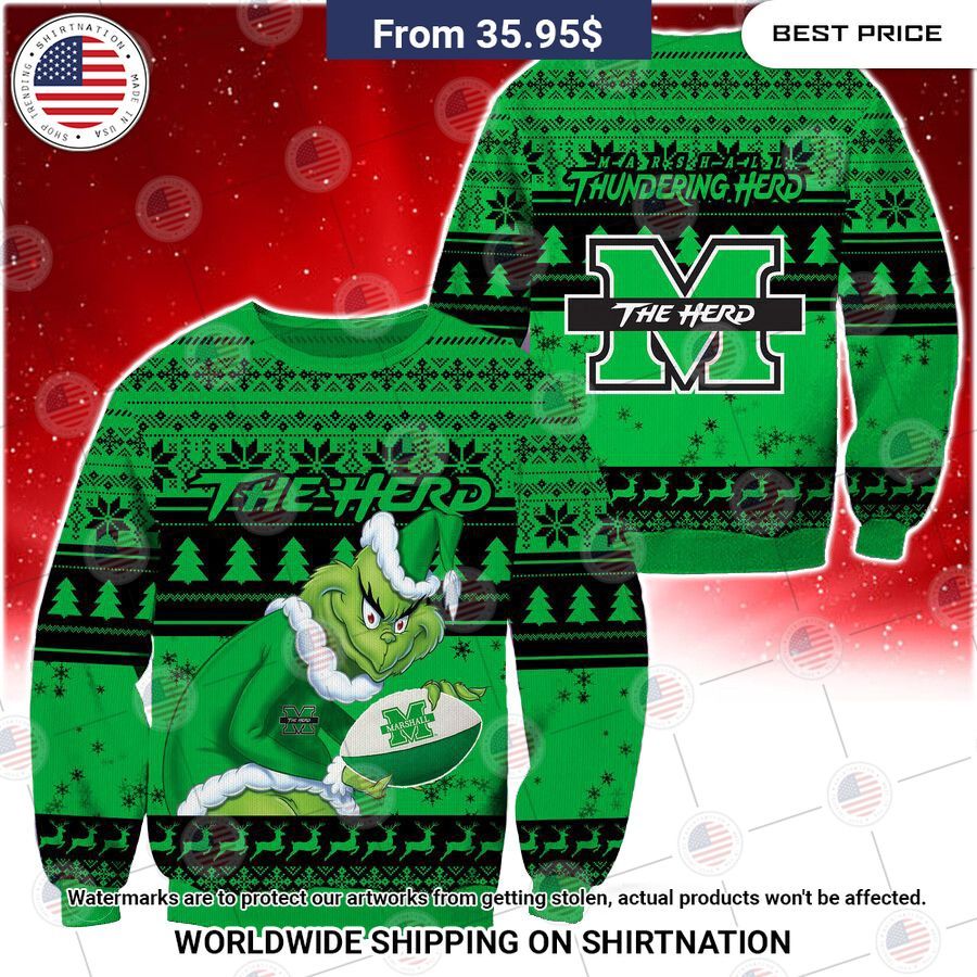 HOT Grinch Marshall Thundering Herd Christmas Sweater You look elegant man