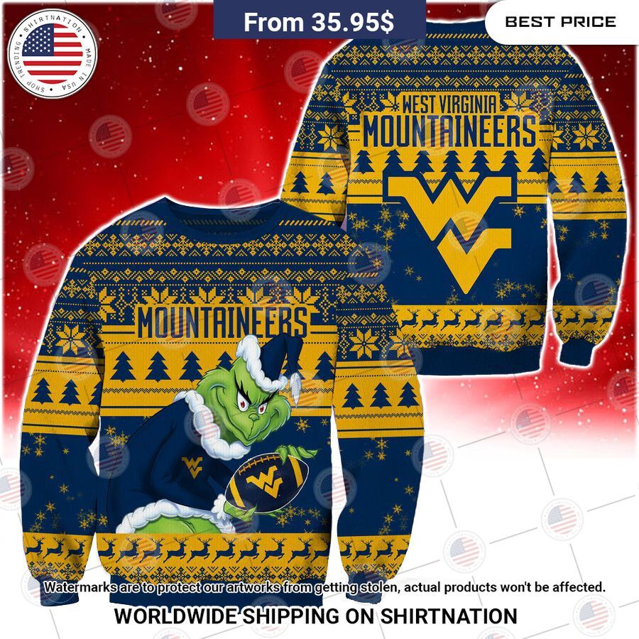 HOT Grinch West Virginia Mountaineers Christmas Sweater Best couple on earth