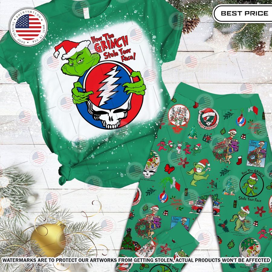 How The Grinch Stole Your Face Grateful Dead Pajamas Set You look elegant man