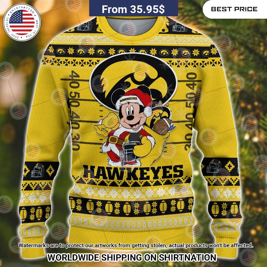 Iowa Hawkeyes Mickey Mouse Christmas Sweater Good one dear