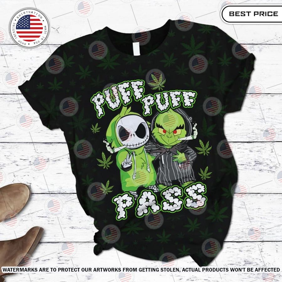 jack skellington and grinch puff puff pass weed pajamas set 2 813.jpg