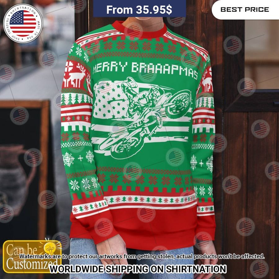 Merry Brapppppmas Motocross Rider Custom Sweater Natural and awesome