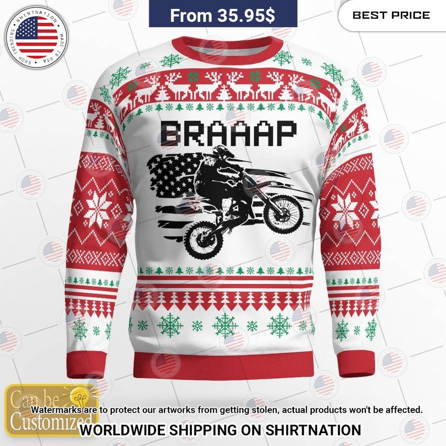 Motocross Braaap US Flag Christmas Sweater This is your best picture man