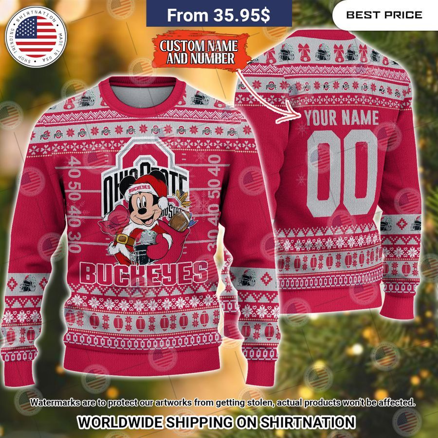 Ohio State Buckeyes Mickey Mouse Christmas Sweater Loving click