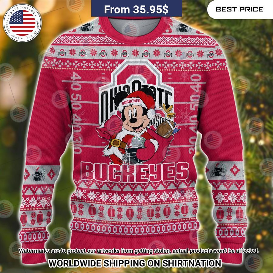 Ohio State Buckeyes Mickey Mouse Christmas Sweater Which place is this bro?