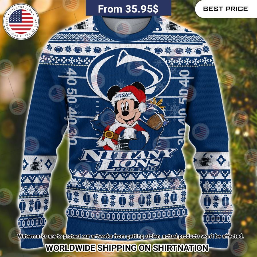 Penn State Nittany Lions Mickey Mouse Christmas Sweater Loving click