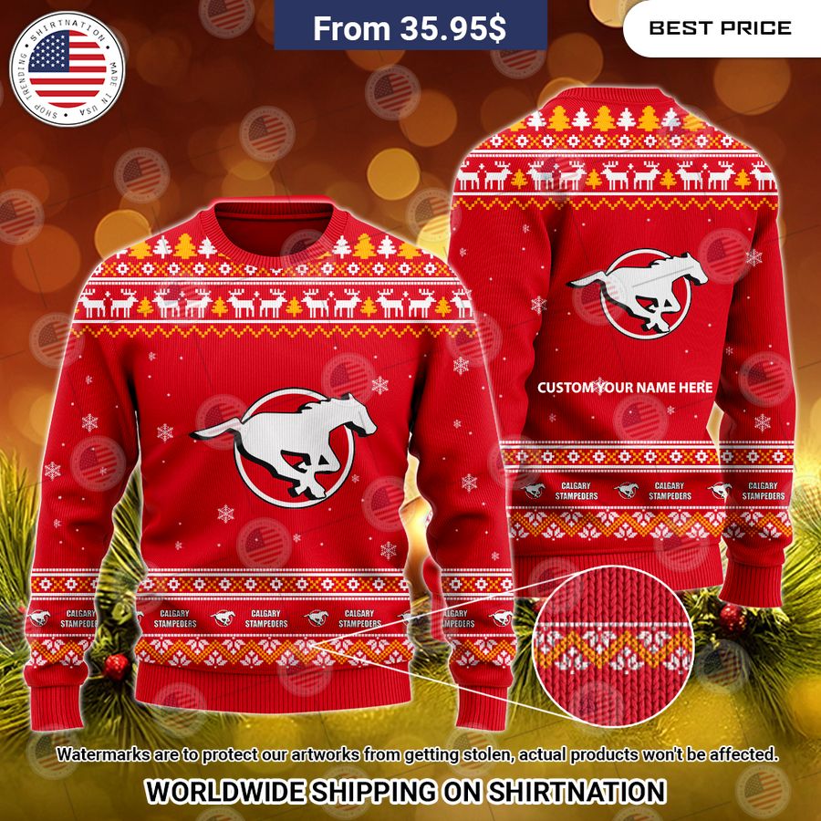 Personalized Calgary Stampeders Christmas Sweater Pic of the century