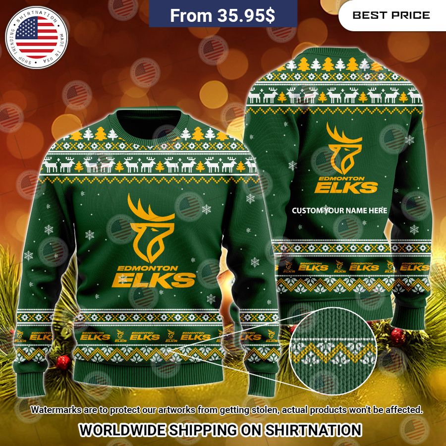 Personalized Edmonton Elks Christmas Sweater You look so healthy and fit