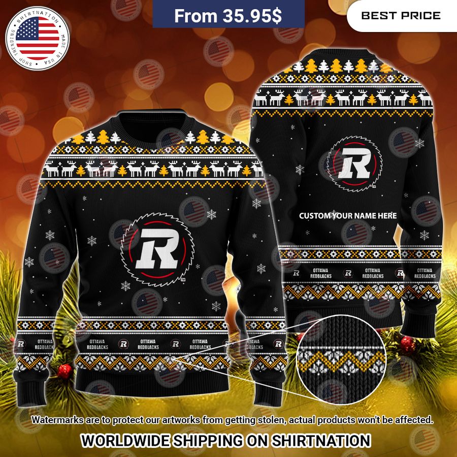 Personalized Ottawa Redblacks Christmas Sweater You look too weak