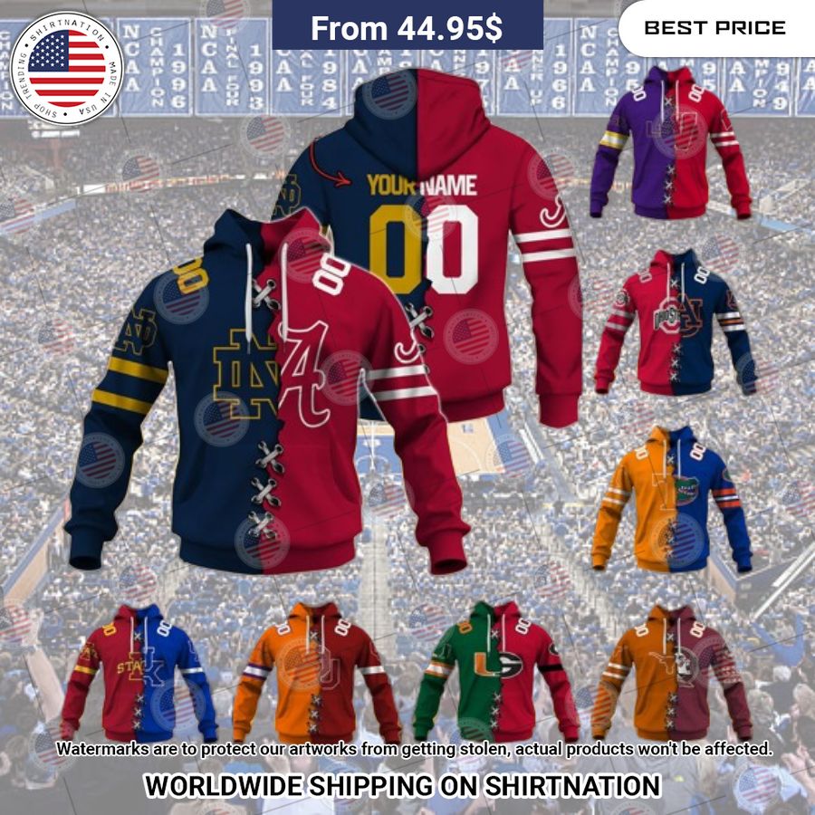 NCAA Mix 2 Teams Custom Hoodie Nice elegant click