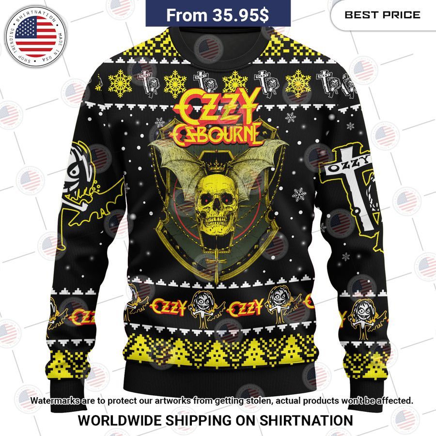 Ozzy Osbourne Skull Christmas Sweater Cuteness overloaded