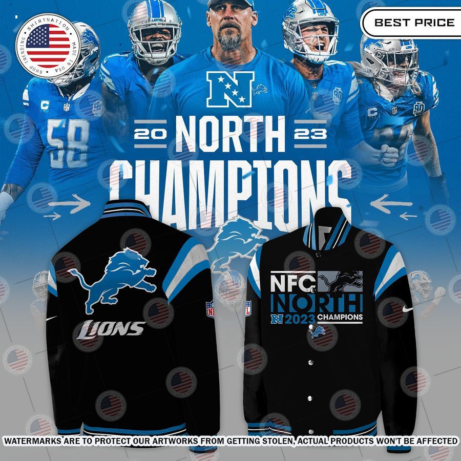 nfc north champions 2023 detroit lions bomber jacket 1