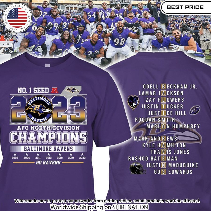 baltimore ravens afc north division champions shirt 1