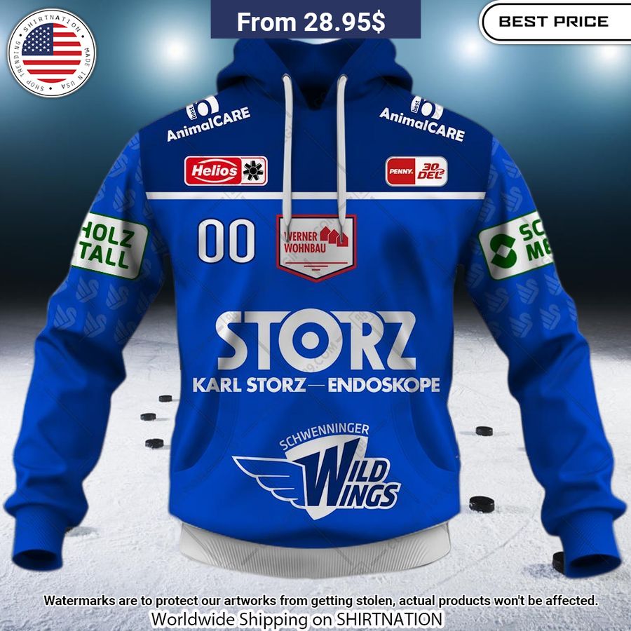 DEL Schwenninger Wild Wings 2324 Home Jersey Custom Hoodie Stand easy bro