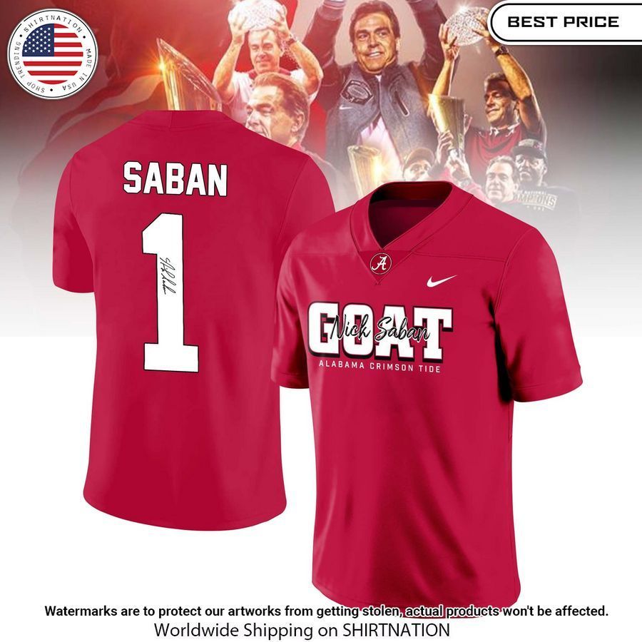 goat nick saban alabama crimson tide football jersey 1