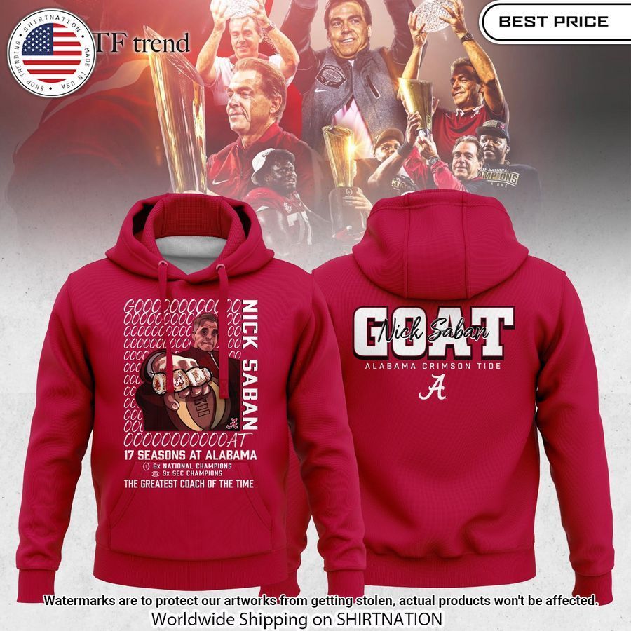 goat nick saban alabama crimson tide hoodie 1