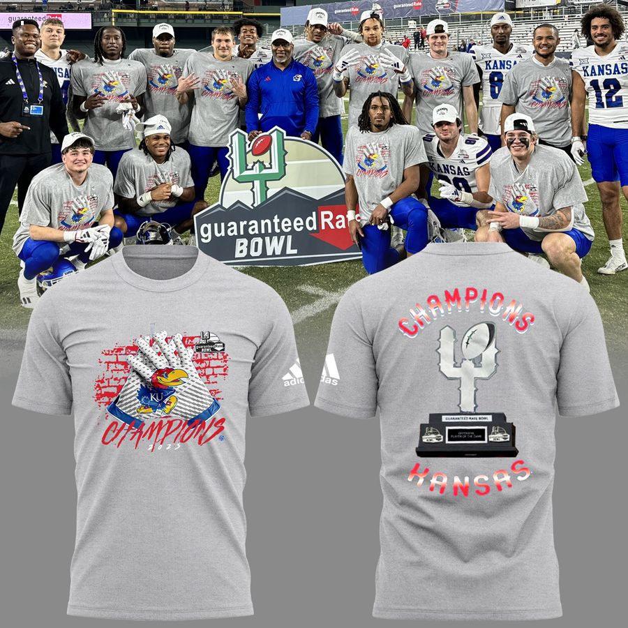 guaranteed rate bowl champions 2023 kansas jayhawks football shirt 1